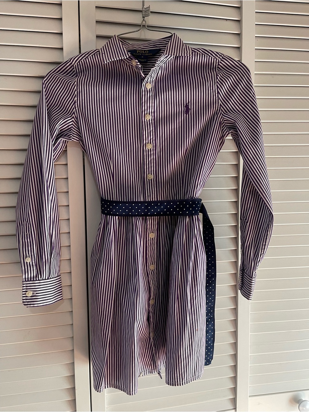 Polo by Ralph Lauren Navy and White Striped Button-Down Shirt Dress